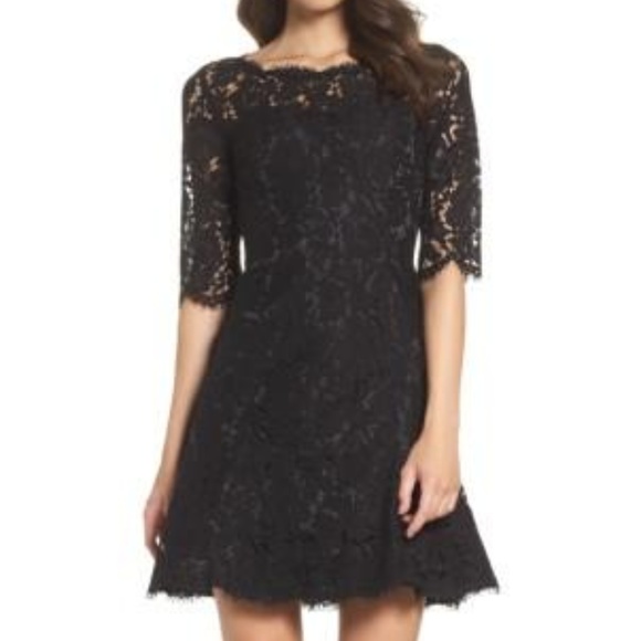 Eliza J Dresses & Skirts - Eliza J black lace fit flare cocktail dress LBD